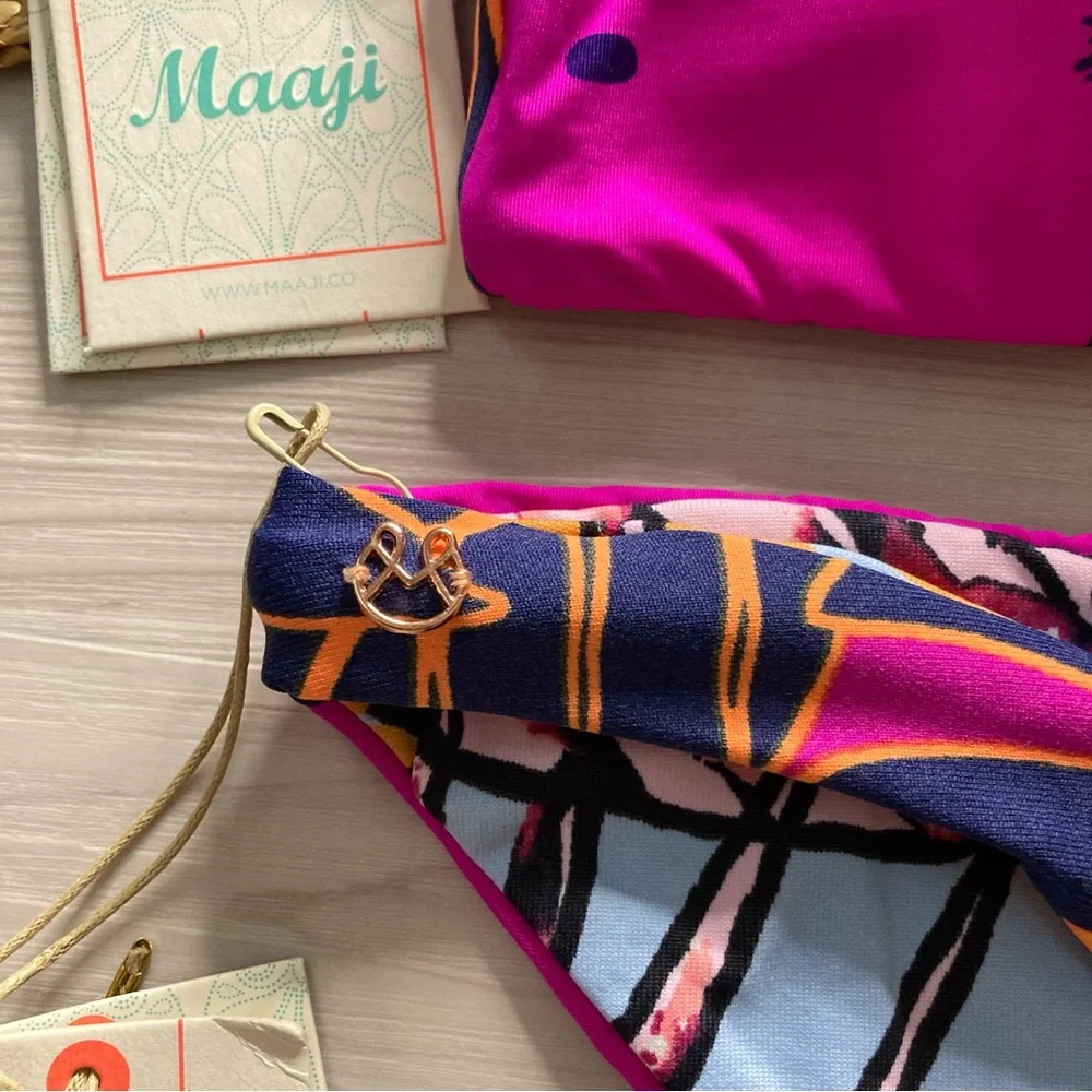 RARE Maaji • Reversible Tropical Floral Bralette Bikini Top | Thin Side Bottoms